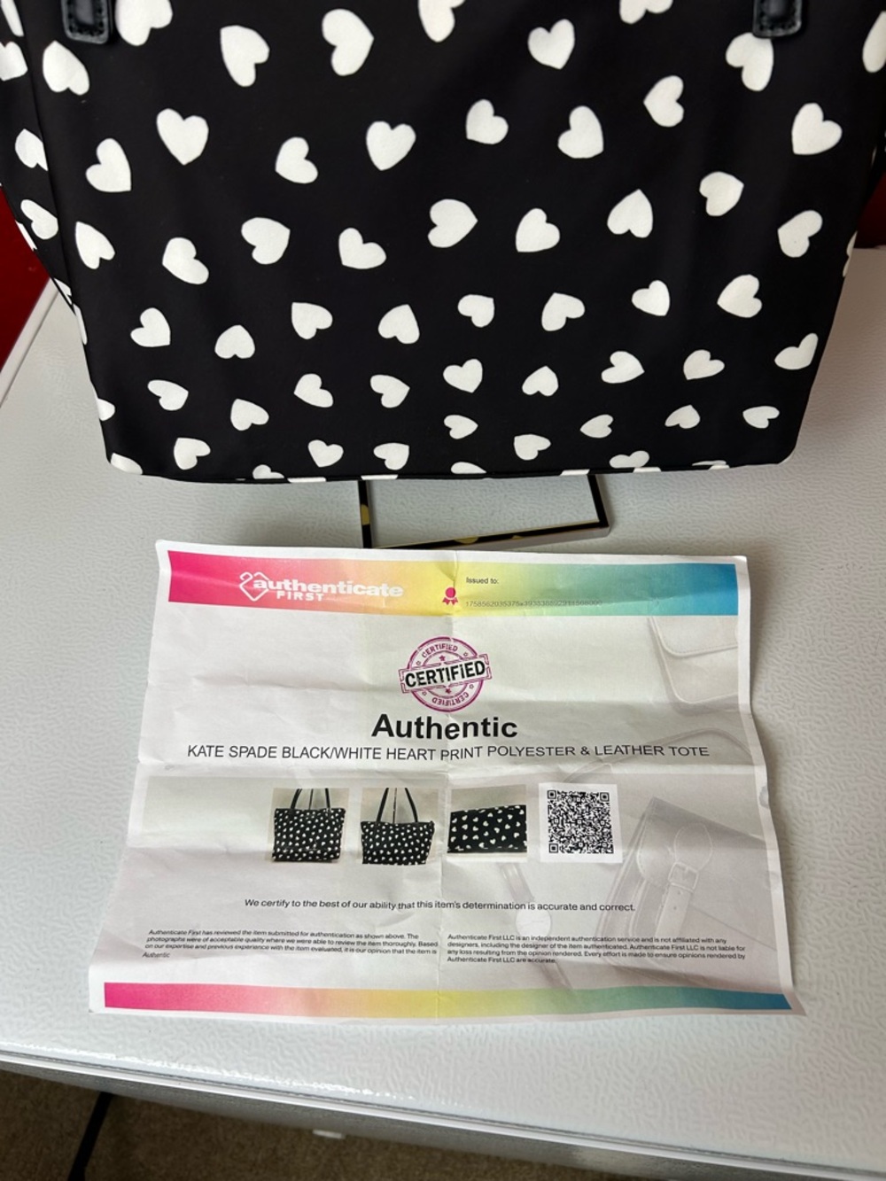 kate spade Black and White Heart-Print Tote - Picture 4 of 10